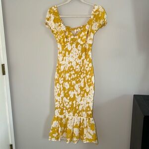 Yellow Luxxel Smocked Dress - from vicicollection.com